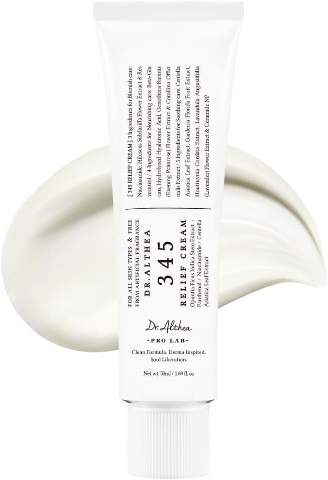 Dr.Althea 345 Relief Cream | Daily Face Moisturizer | Blemish Relief Care | Soothing Recovery & Moisture with Niacinamide, Panthenol | Korean Vegan Skin Care for All Skin Types | 50ml (Pack of 1)