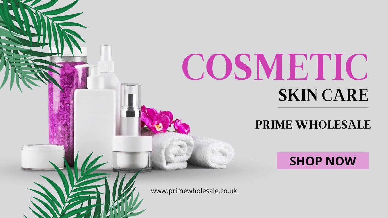 Gray Pink Elegant Beauty Cosmetic Skin Care Promotion Banner