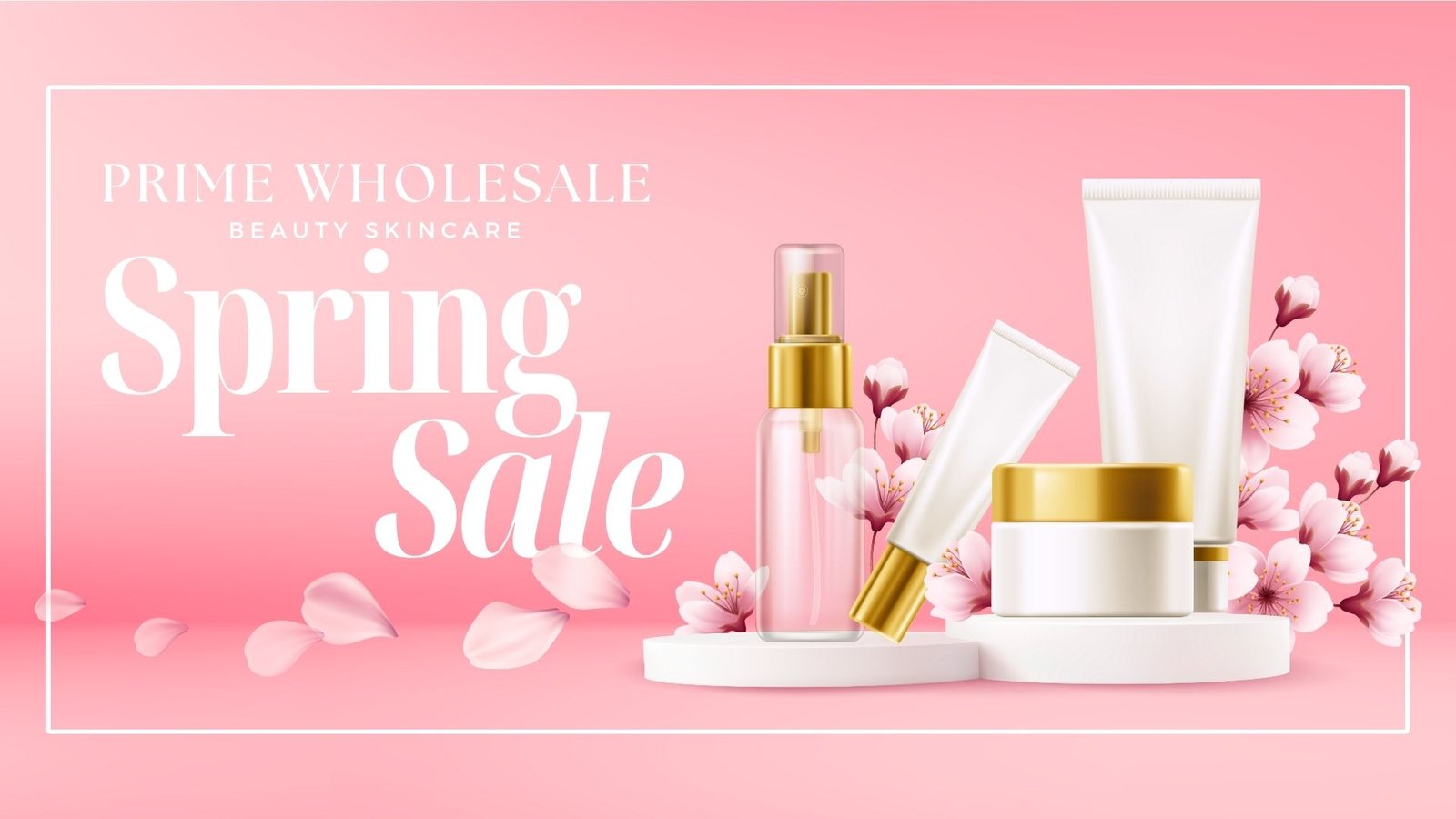 Pink Floral Cherry Blossom Spring Sale Cosmetic Product Banner